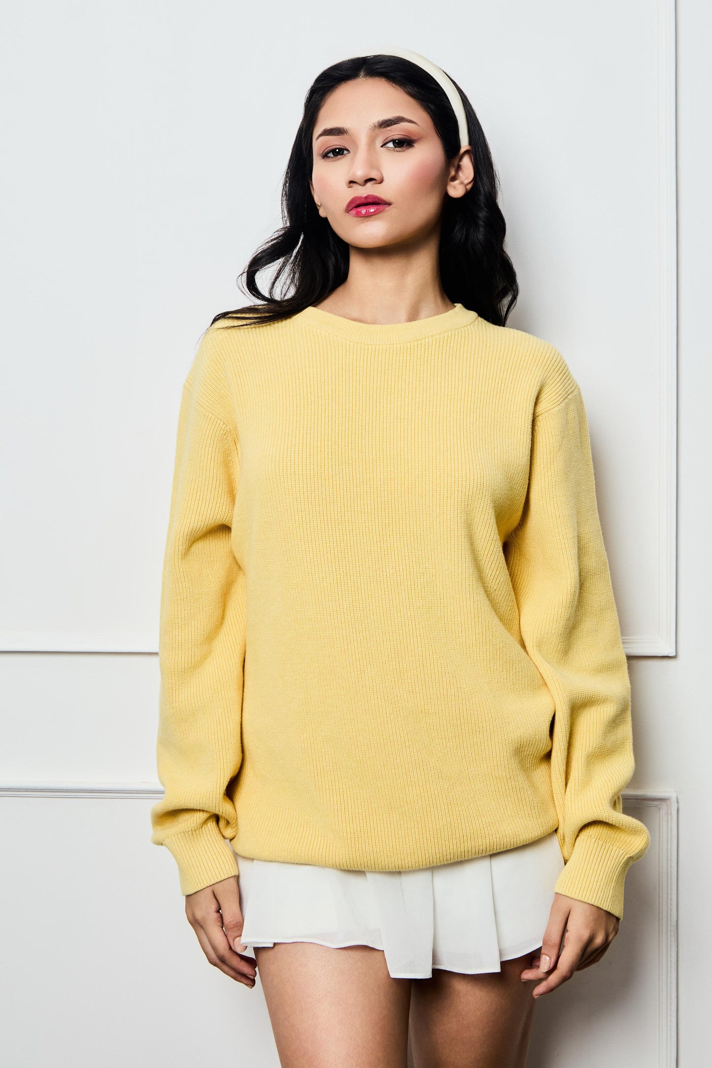 YELLOW COTTON KNIT JUMPER
