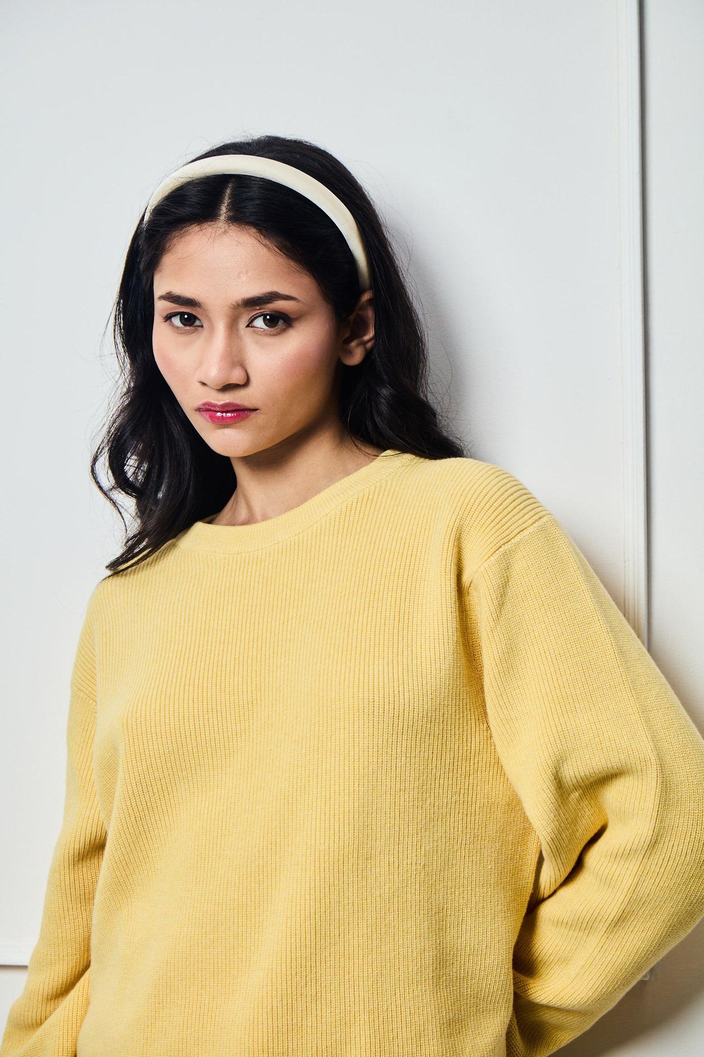 YELLOW COTTON KNIT JUMPER