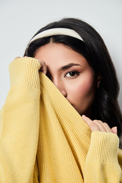 YELLOW COTTON KNIT JUMPER