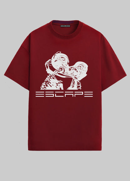 ESCAPE OVERSIZED T-SHIRT- BURGUNDY
