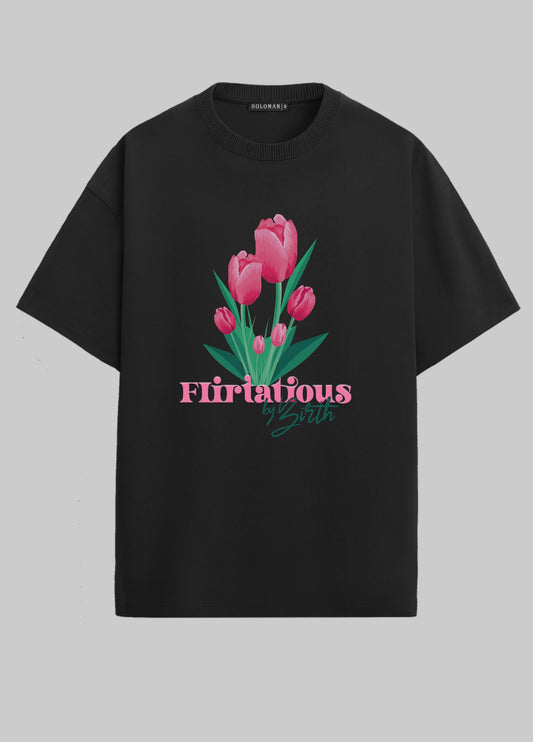 FLIRTATIOUS OVERSIZED T-SHIRT- BLACK