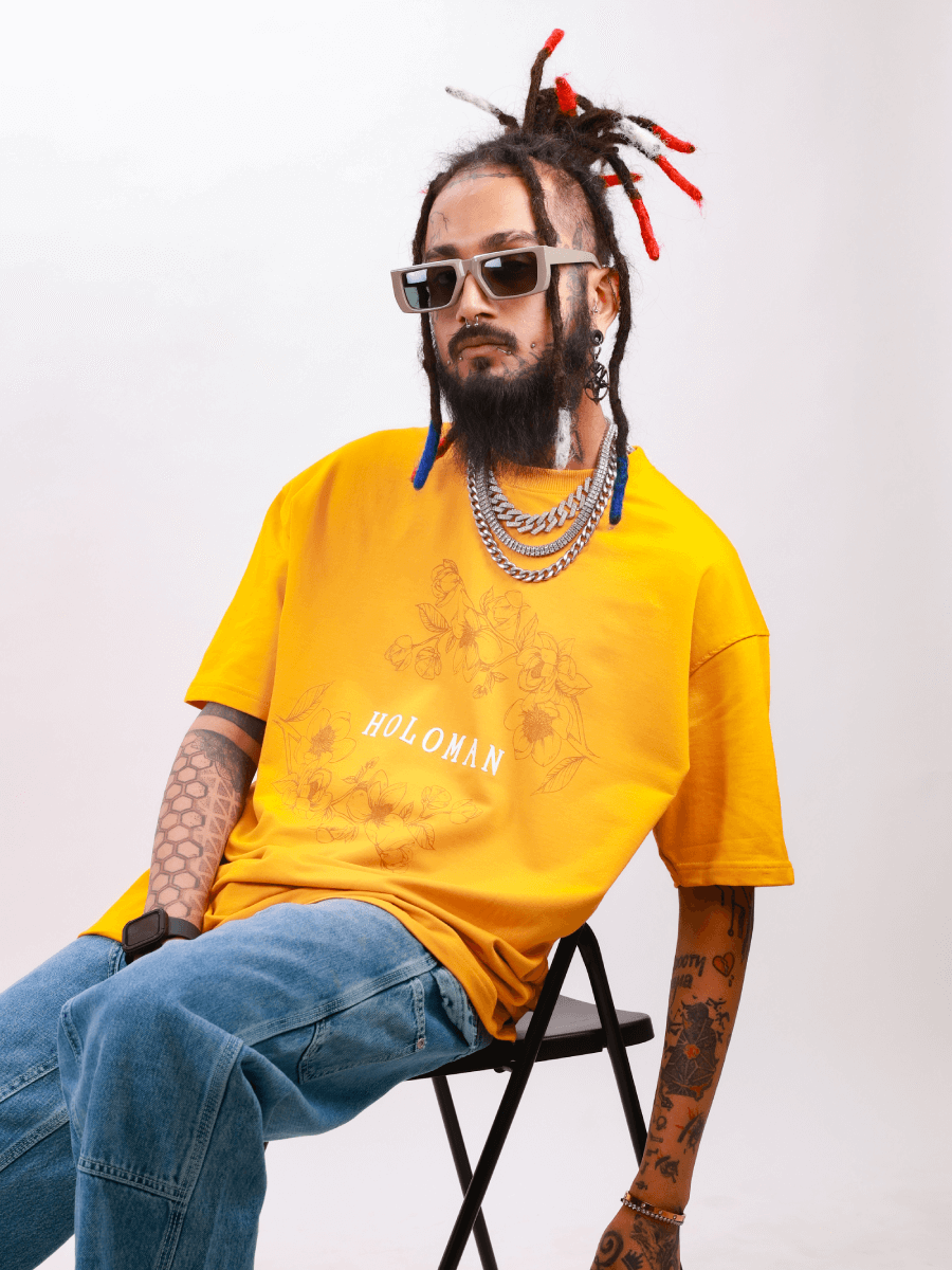 STEM OF LIFE OVERSIZED T-SHIRT- MUSTARD  YELLOW