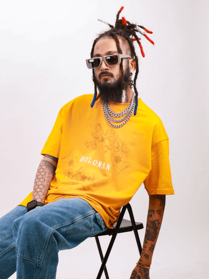 STEM OF LIFE OVERSIZED T-SHIRT- MUSTARD  YELLOW